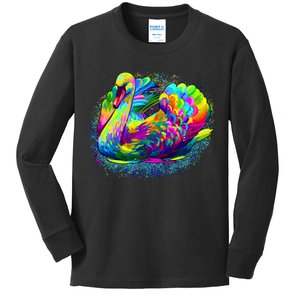 Colorful Swan Kids Long Sleeve Shirt