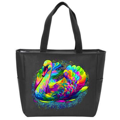 Colorful Swan Zip Tote Bag