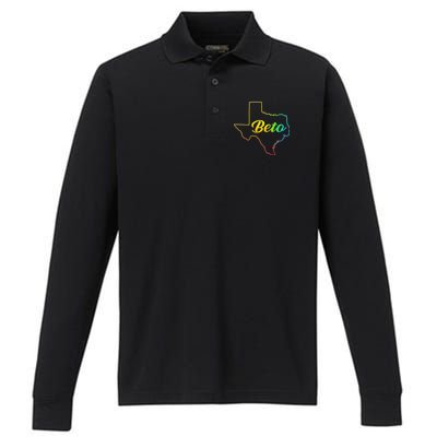 Colorful Texas Senate Beto Rainbow Performance Long Sleeve Polo