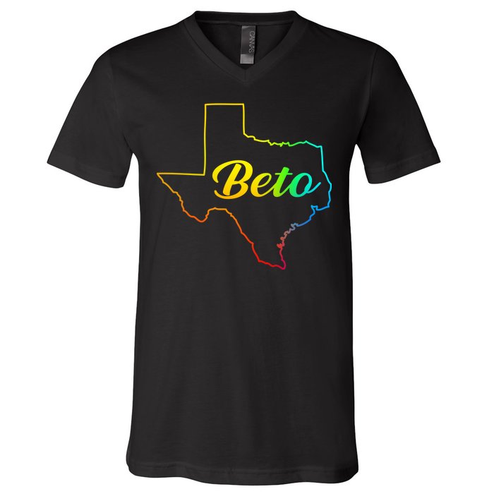 Colorful Texas Senate Beto Rainbow V-Neck T-Shirt