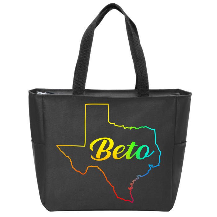 Colorful Texas Senate Beto Rainbow Zip Tote Bag