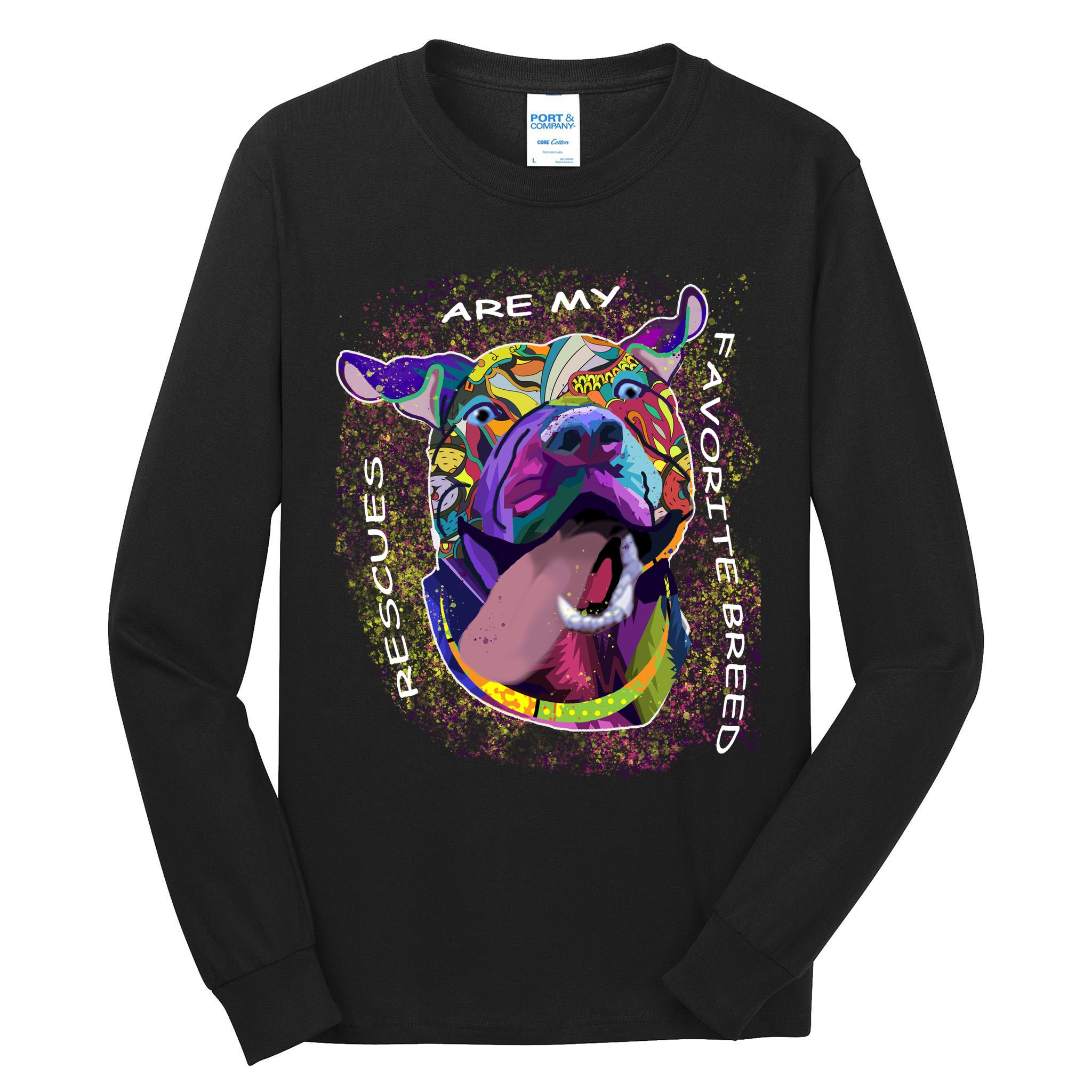 Colorful Texture Boxer Dog Rescues Are My Favorite Breeds Tall Long Sleeve T-Shirt