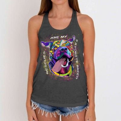 Colorful Texture Boxer Dog Rescues Are My Favorite Breeds Women's Knotted Racerback Tank