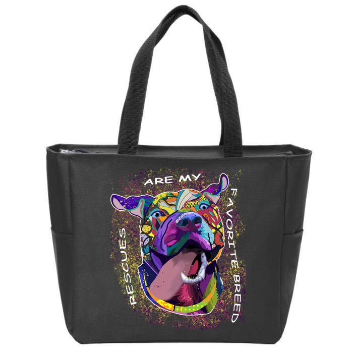 Colorful Texture Boxer Dog Rescues Are My Favorite Breeds Zip Tote Bag