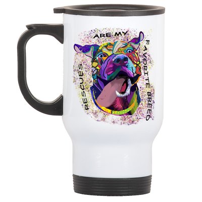 Colorful Texture Boxer Dog Rescues Are My Favorite Breeds Stainless Steel Travel Mug