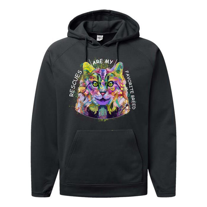 Colorful Texture Cat Rescues Are My Favorite Performance Fleece Hoodie