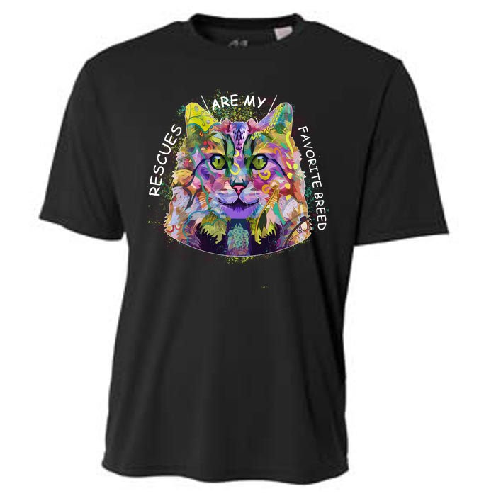 Colorful Texture Cat Rescues Are My Favorite Cooling Performance Crew T-Shirt