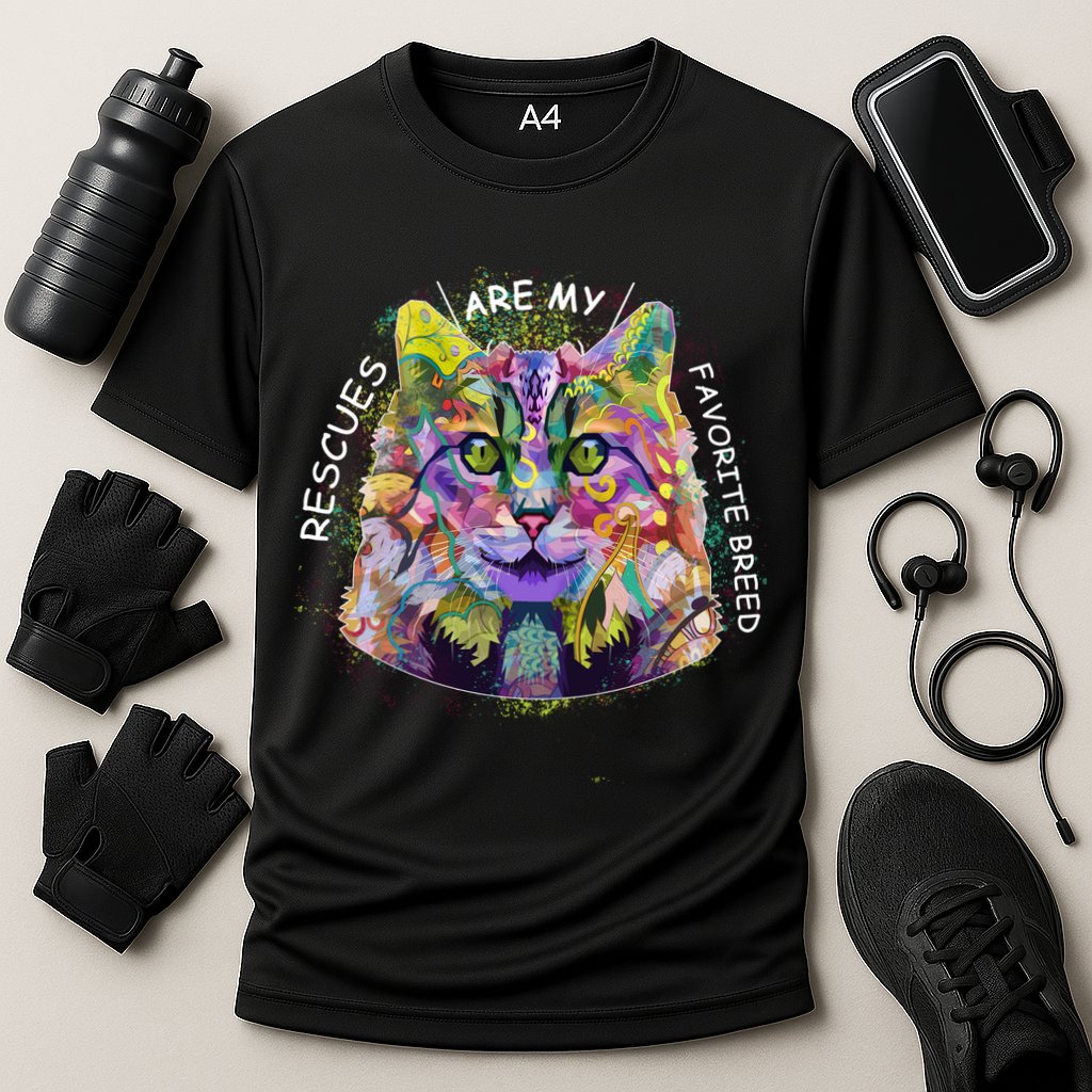Colorful Texture Cat Rescues Are My Favorite Performance Shirt