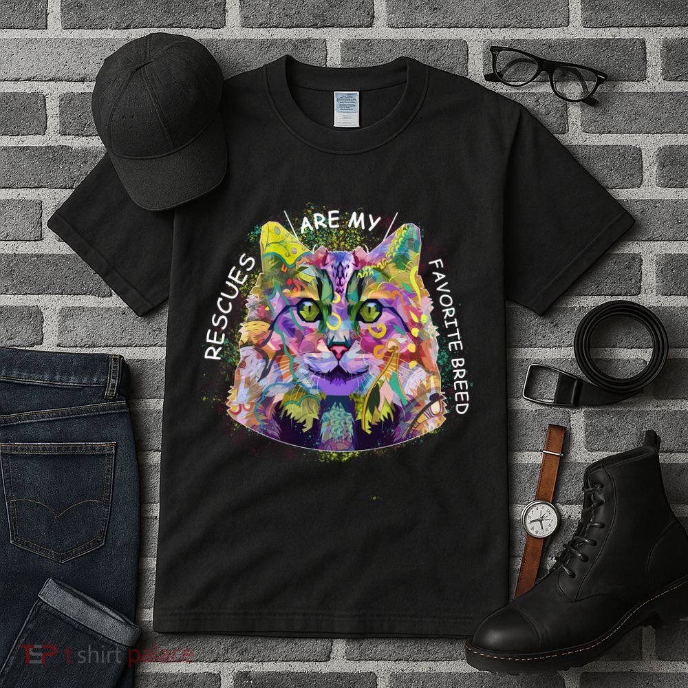 Colorful Texture Cat Rescues Are My Favorite Tall T-Shirt
