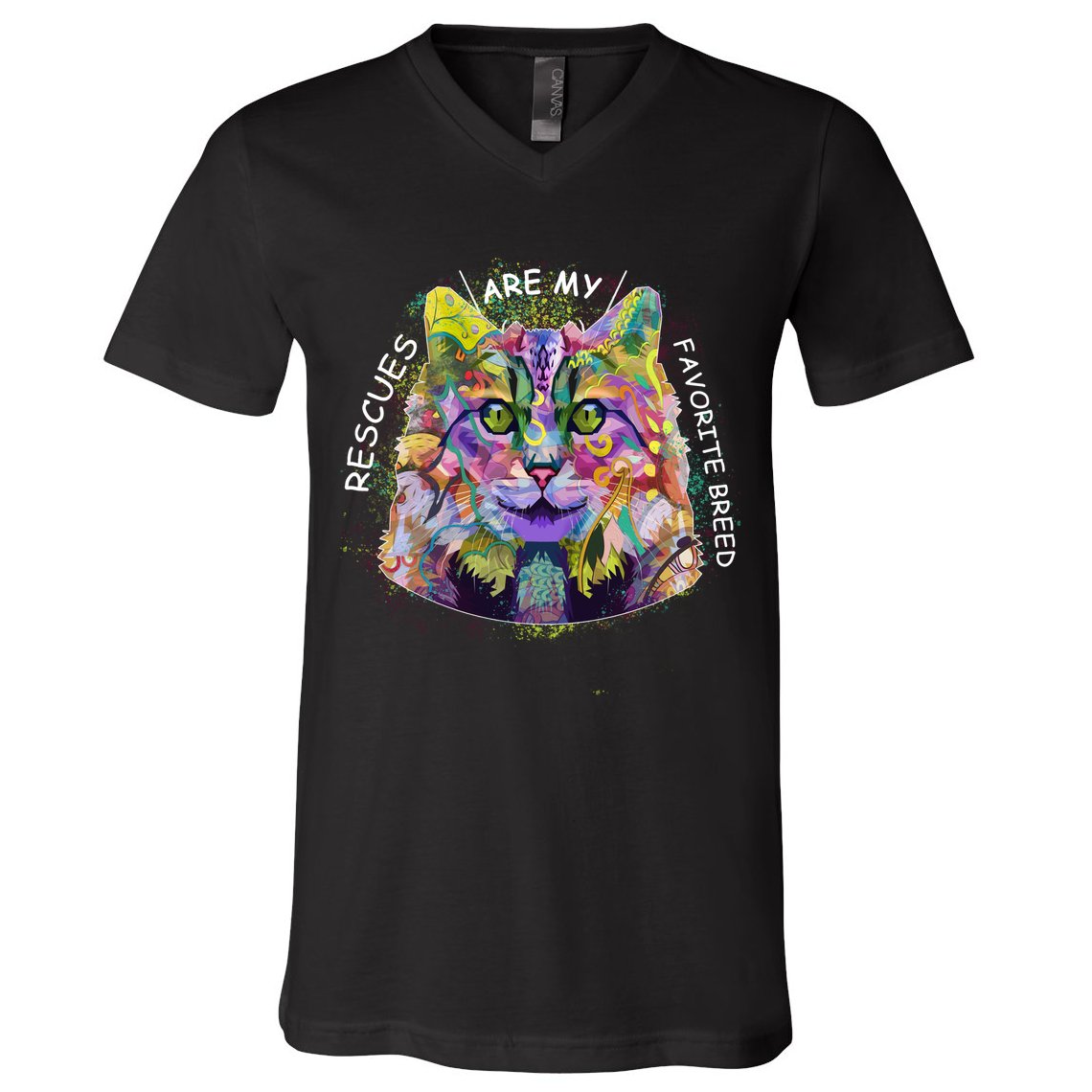 Colorful Texture Cat Rescues Are My Favorite V-Neck T-Shirt