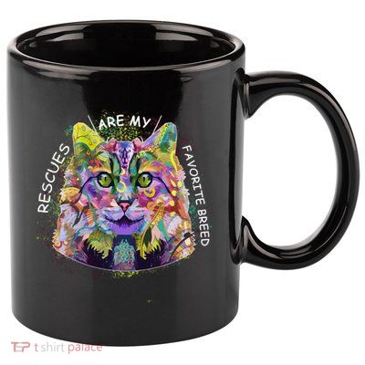 Colorful Texture Cat Rescues Are My Favorite 11oz C Handle Ceramic Mug