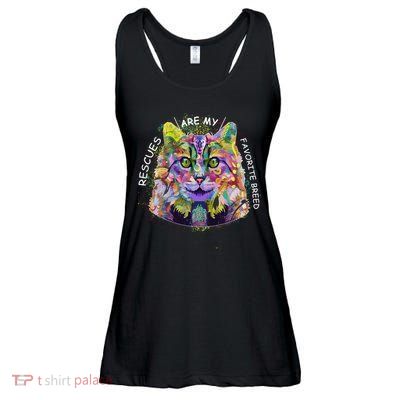 Colorful Texture Cat Rescues Are My Favorite Ladies Essential Flowy Tank