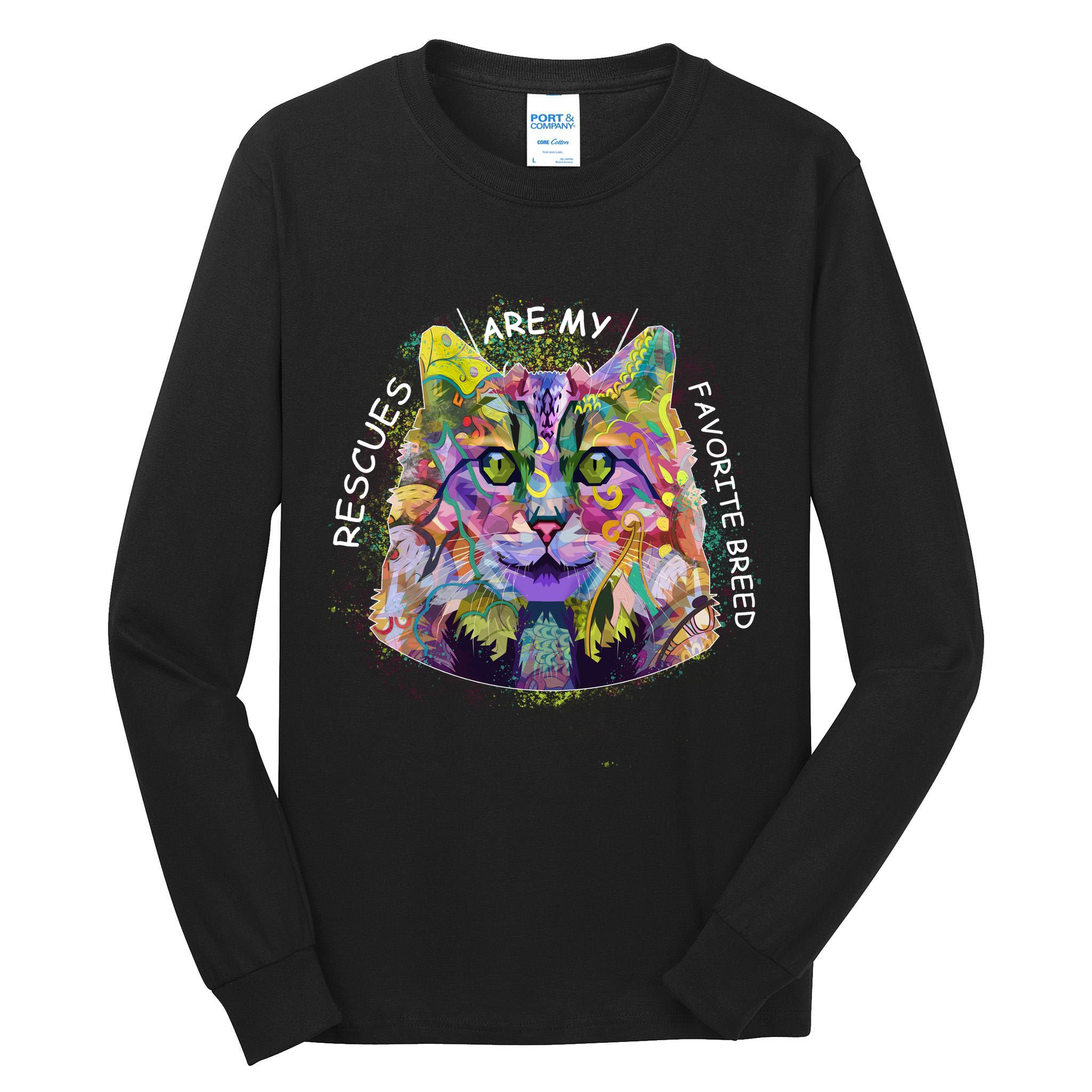 Colorful Texture Cat Rescues Are My Favorite Tall Long Sleeve T-Shirt