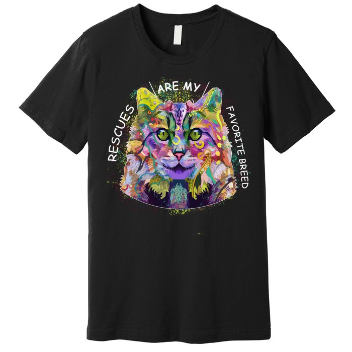 Colorful Texture Cat Rescues Are My Favorite Premium T-Shirt