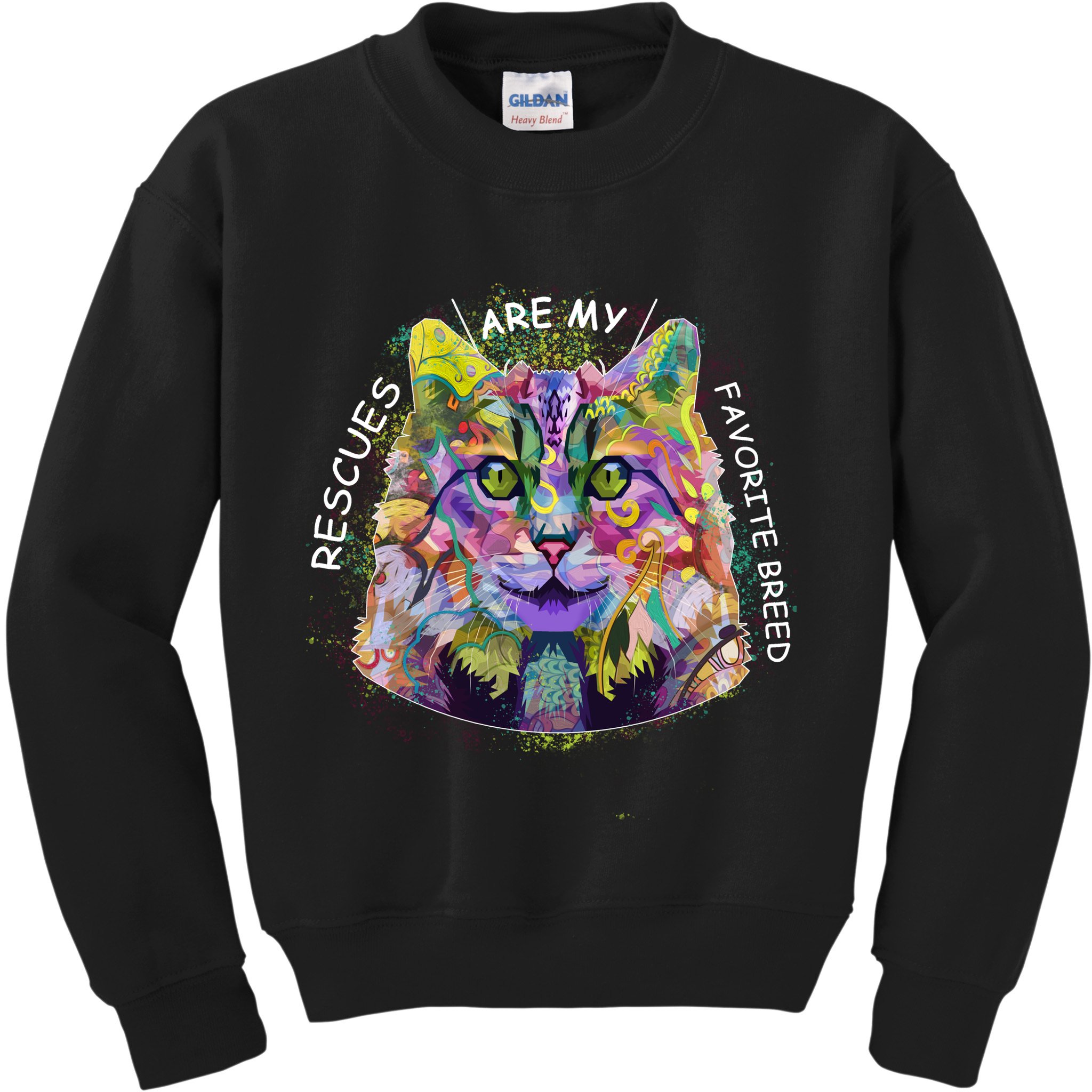Colorful Texture Cat Rescues Are My Favorite Kids Sweatshirt