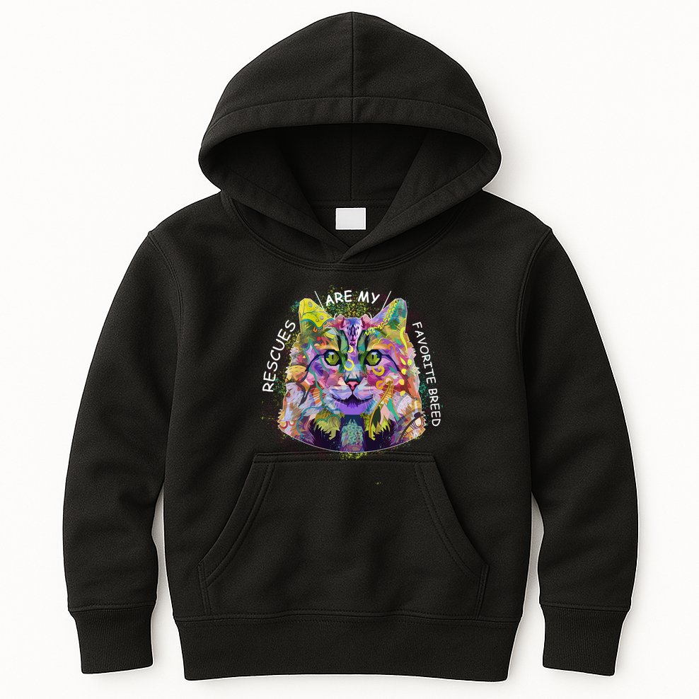 Colorful Texture Cat Rescues Are My Favorite Kids Hoodie