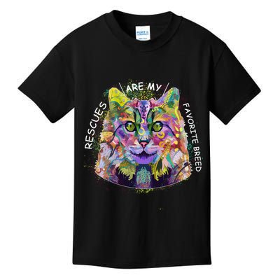 Colorful Texture Cat Rescues Are My Favorite Kids T-Shirt