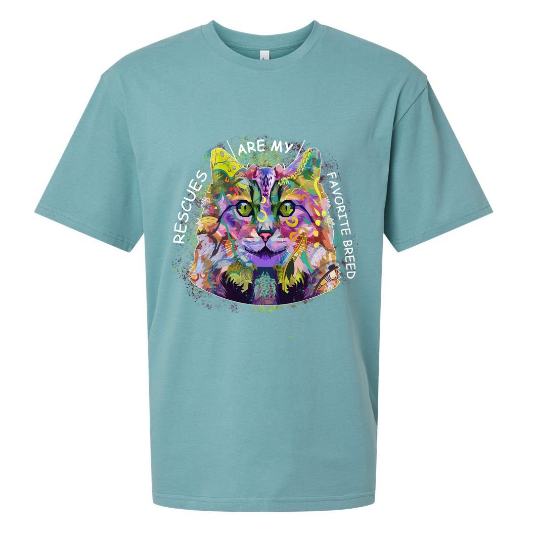 Colorful Texture Cat Rescues Are My Favorite Sueded Cloud Jersey T-Shirt