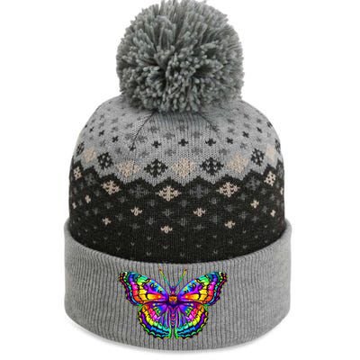 Colorful Texture Trippy Butterfly The Baniff Cuffed Pom Beanie