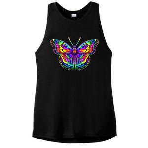 Colorful Texture Trippy Butterfly Ladies PosiCharge Tri-Blend Wicking Tank