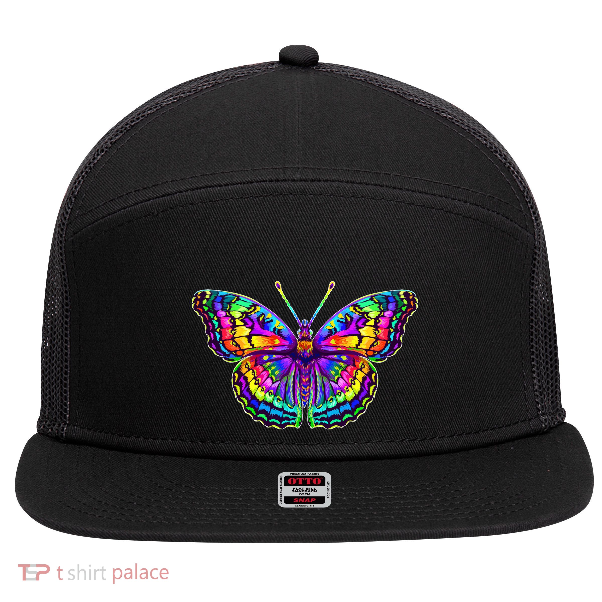 Colorful Texture Trippy Butterfly 7 Panel Mesh Trucker Snapback Hat