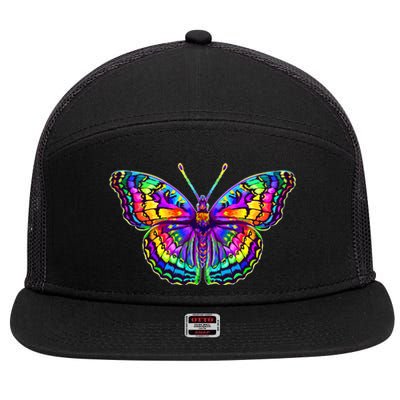 Colorful Texture Trippy Butterfly 7 Panel Mesh Trucker Snapback Hat