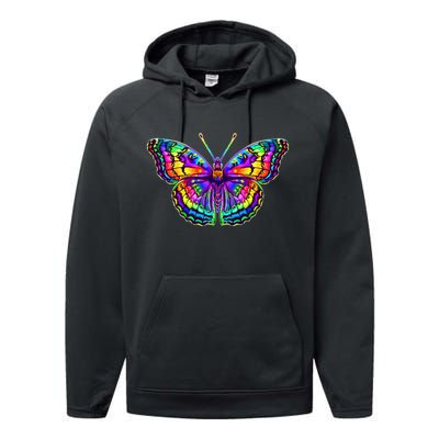 Colorful Texture Trippy Butterfly Performance Fleece Hoodie