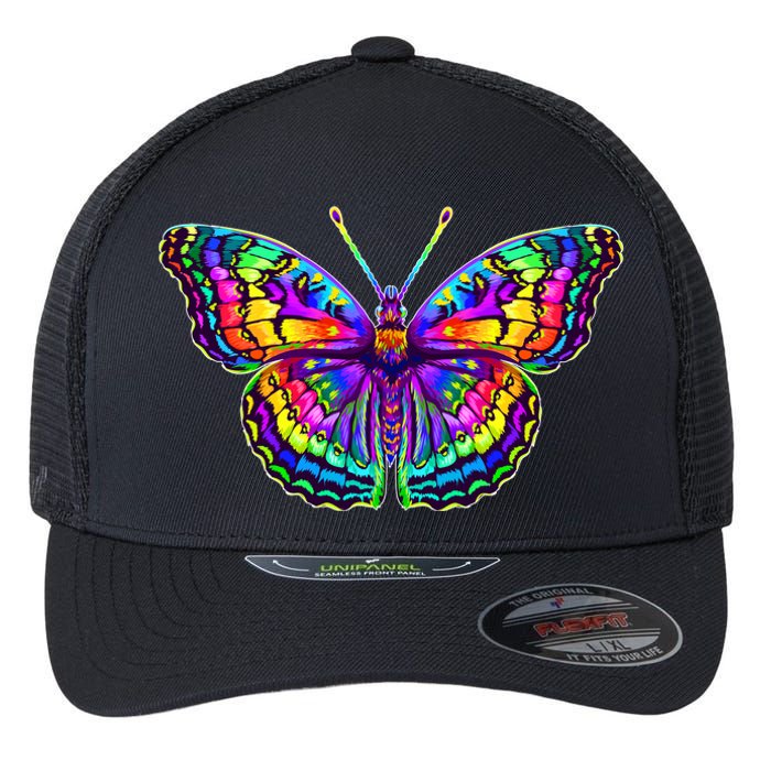 Colorful Texture Trippy Butterfly Flexfit Unipanel Trucker Cap