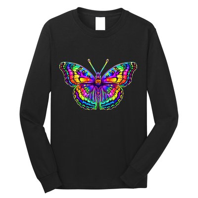 Colorful Texture Trippy Butterfly Long Sleeve Shirt