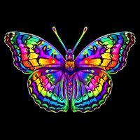Colorful Texture Trippy Butterfly Button