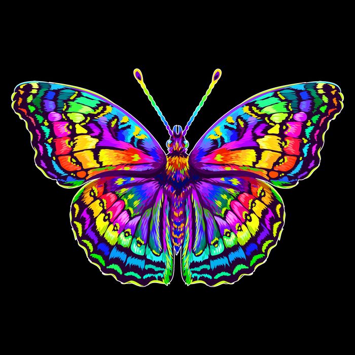 Colorful Texture Trippy Butterfly Button