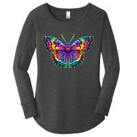 Colorful Texture Trippy Butterfly Women's Perfect Tri Tunic Long Sleeve Shirt