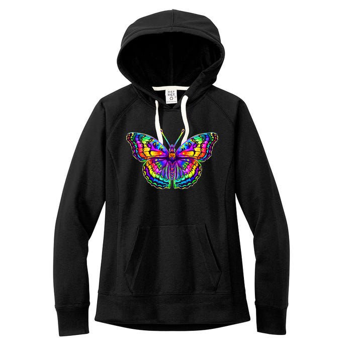 Colorful Texture Trippy Butterfly Women's Fleece Hoodie