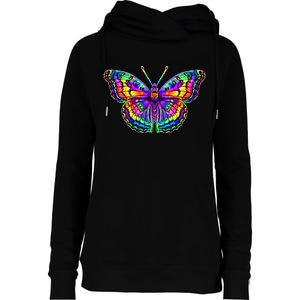 Colorful Texture Trippy Butterfly Womens Funnel Neck Pullover Hood