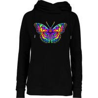 Colorful Texture Trippy Butterfly Womens Funnel Neck Pullover Hood