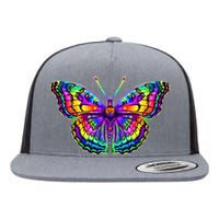 Colorful Texture Trippy Butterfly Flat Bill Trucker Hat