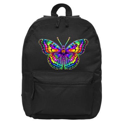 Colorful Texture Trippy Butterfly 16 in Basic Backpack