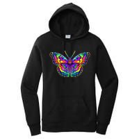 Colorful Texture Trippy Butterfly Women's Pullover Hoodie