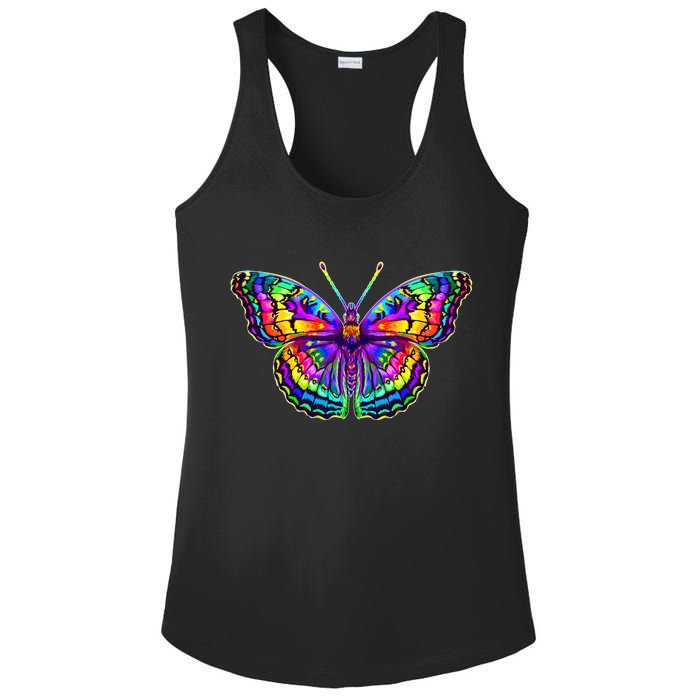 Colorful Texture Trippy Butterfly Ladies PosiCharge Competitor Racerback Tank