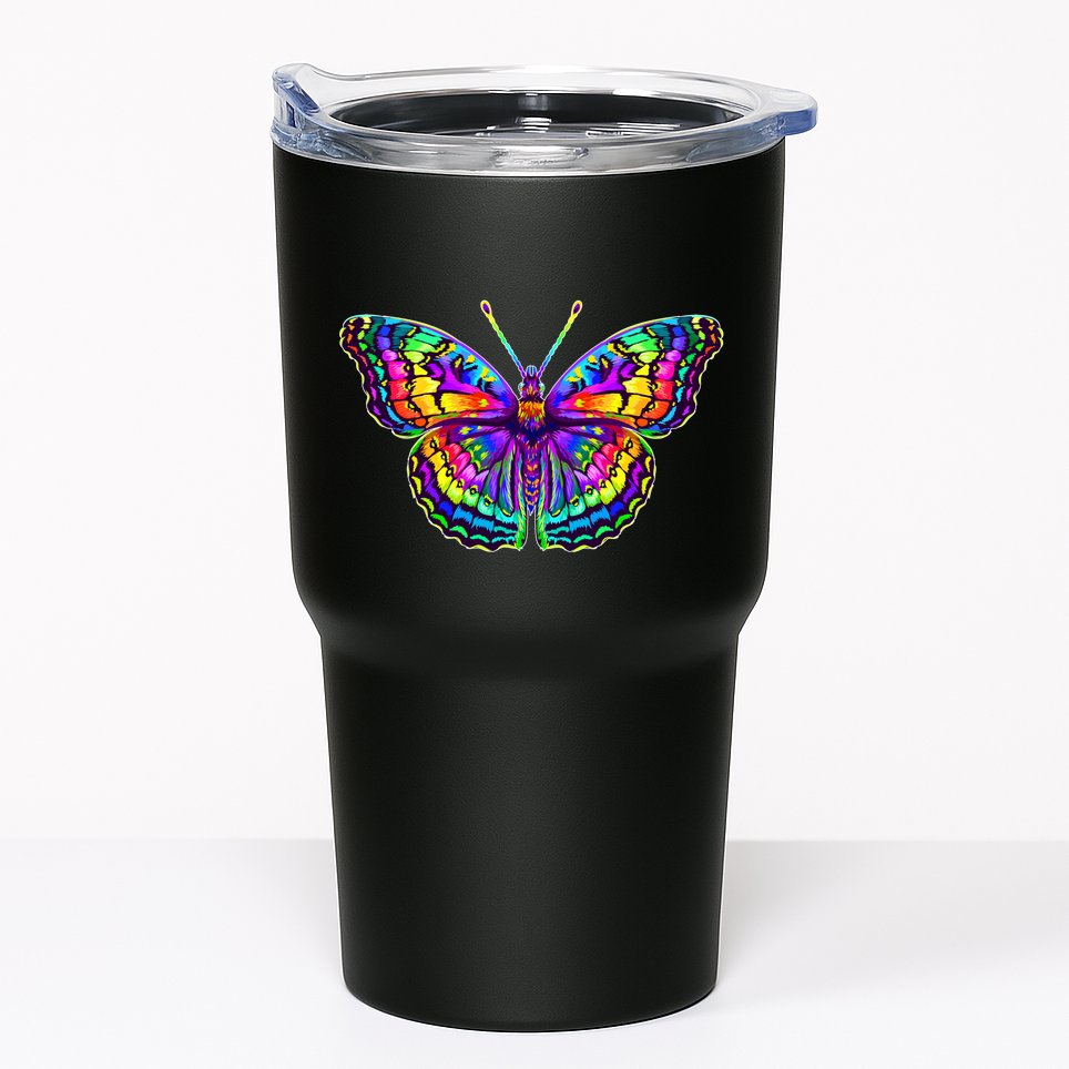 Colorful Texture Trippy Butterfly Tumbler