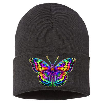 Colorful Texture Trippy Butterfly Sustainable Knit Beanie