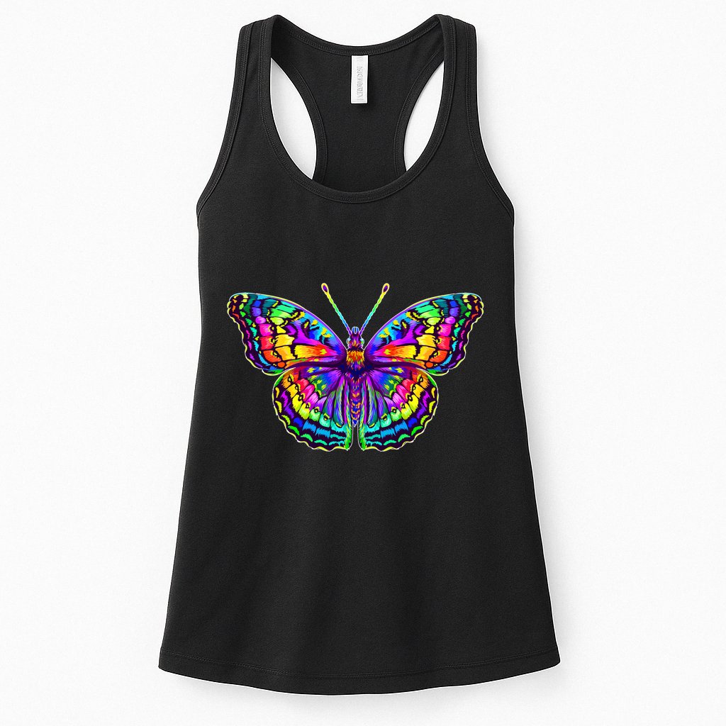 Colorful Texture Trippy Butterfly Womens Tank Top