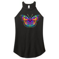 Colorful Texture Trippy Butterfly Women's Perfect Tri Rocker Tank