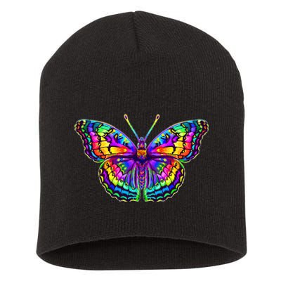 Colorful Texture Trippy Butterfly Short Acrylic Beanie