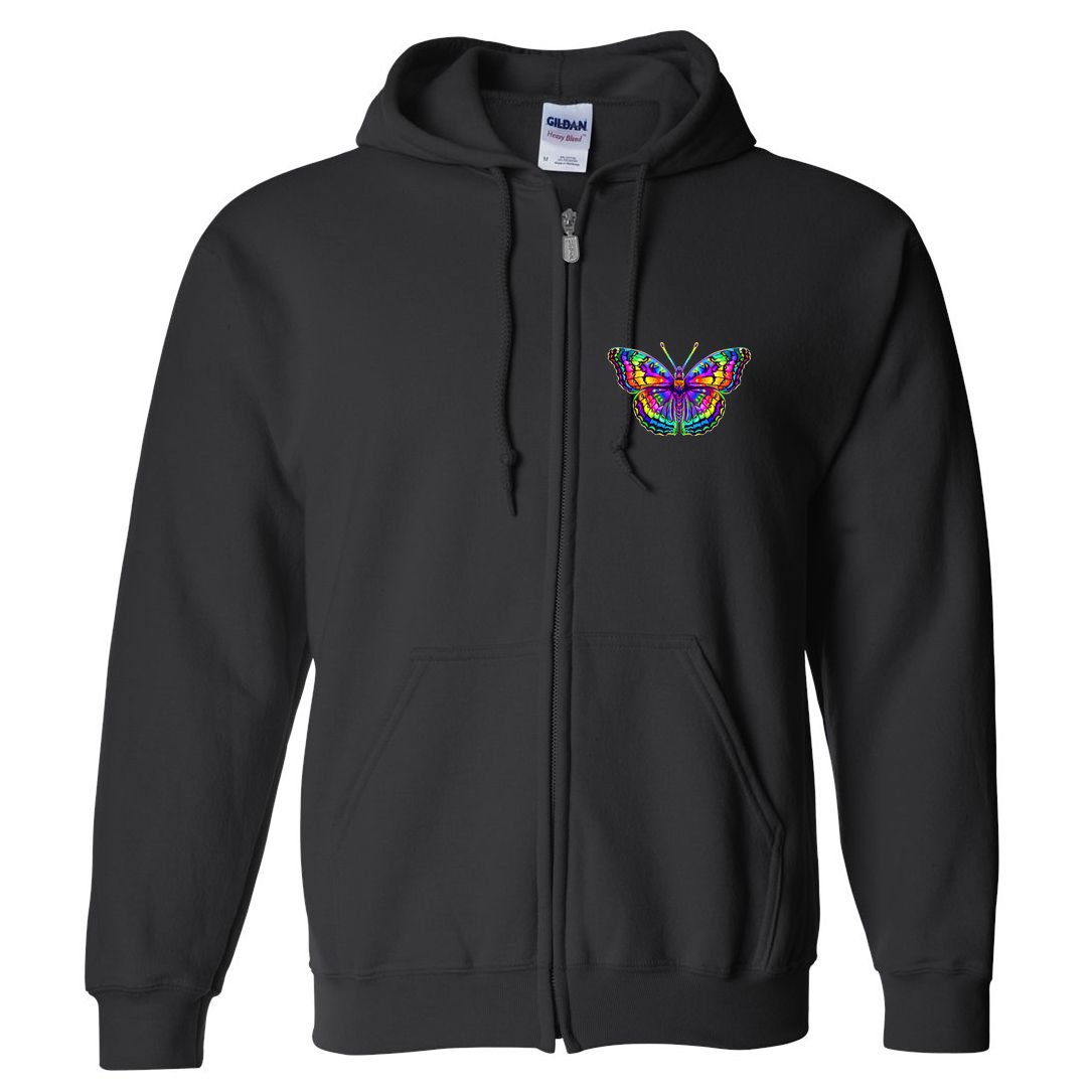 Colorful Texture Trippy Butterfly Full Zip Hoodie
