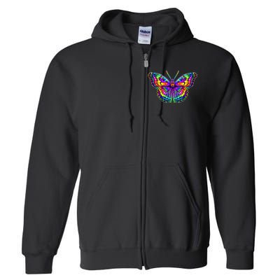 Colorful Texture Trippy Butterfly Full Zip Hoodie