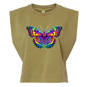 Colorful Texture Trippy Butterfly Garment-Dyed Women's Muscle Tee