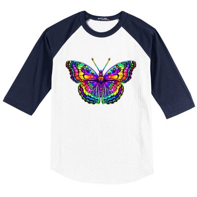 Colorful Texture Trippy Butterfly Baseball Sleeve Shirt