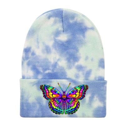 Colorful Texture Trippy Butterfly Tie Dye 12in Knit Beanie