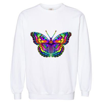 Colorful Texture Trippy Butterfly Garment-Dyed Sweatshirt
